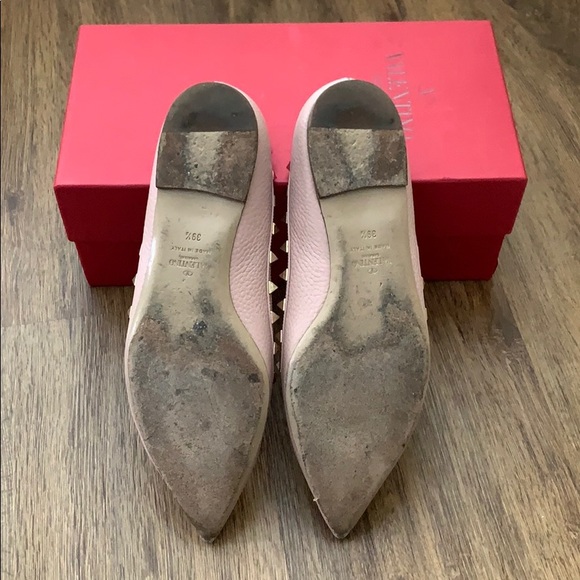 Valentino Rockstud Ballerina Flat Rose Leather - Picture 3 of 7